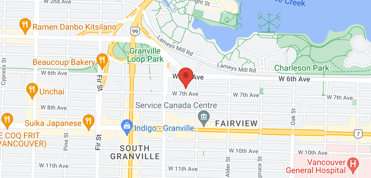 map of 105 1333 W 7TH AVENUE